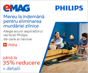 Campanie de reduceri Pana la 35% reducere la aspiratoarele verticale Philips