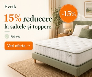Campanie de reduceri Evrik – 15% reducere la saltele și toppere | August 2026